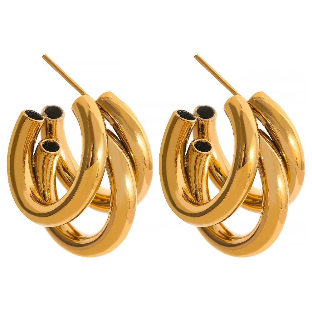 Kylie non-Tarnish Gold Halo Earrings Water-resistant Hypoallergenic